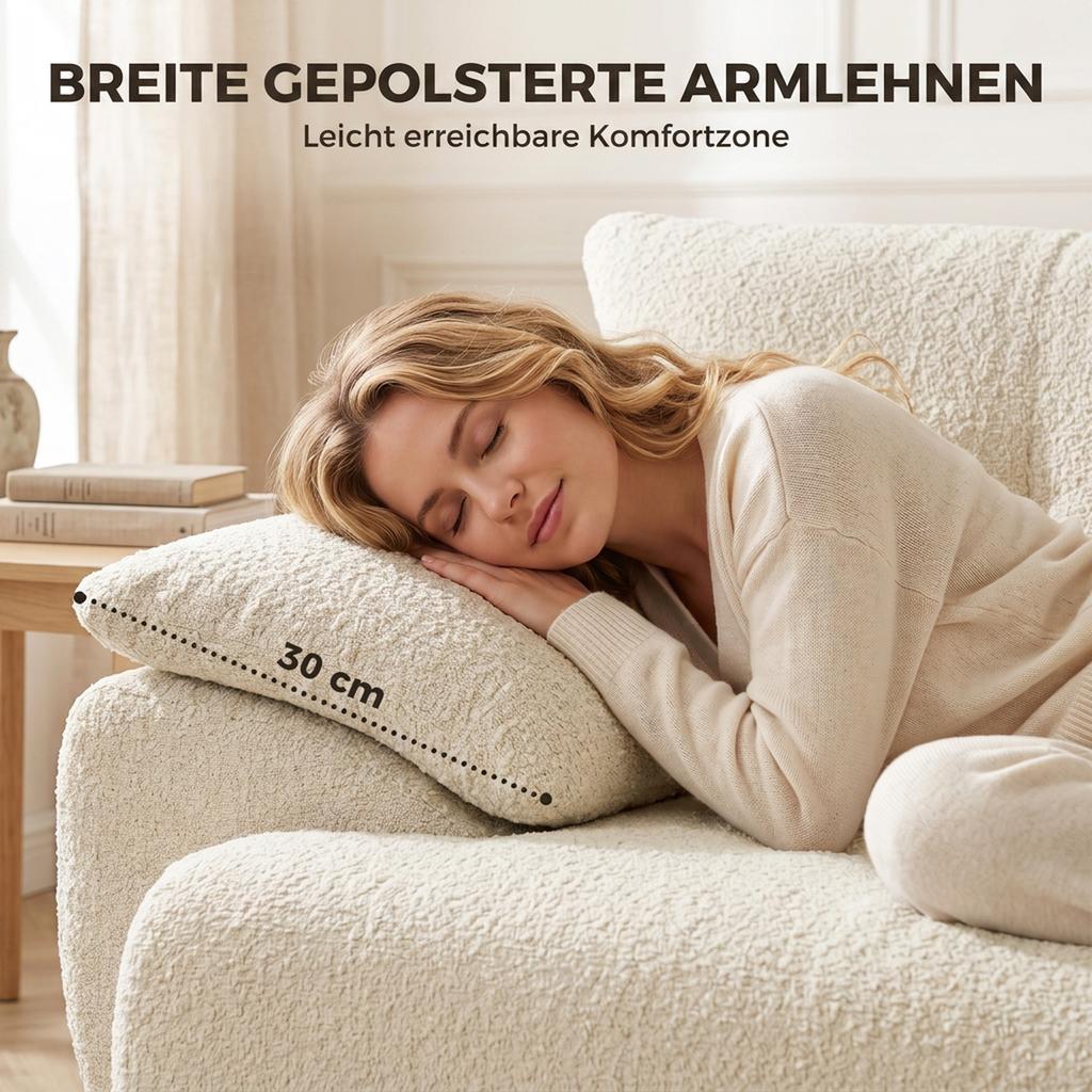 3-Seater Sofa, 260 cm, Chenille, Frameless Modular Sofa with Extra Wide, Deep Seat, Wide Armrests