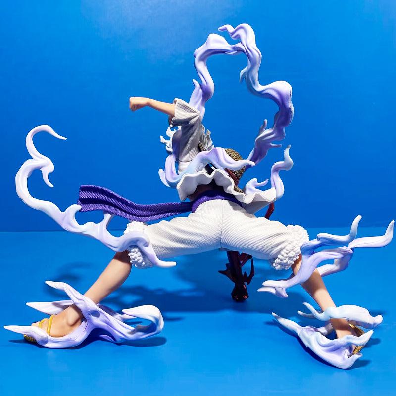 Фигурка One Piece Ника Луффи Бог Солнца Gear 5 Красно-белые штаны Поза на корточках Модель Декор для стола Автомобиля