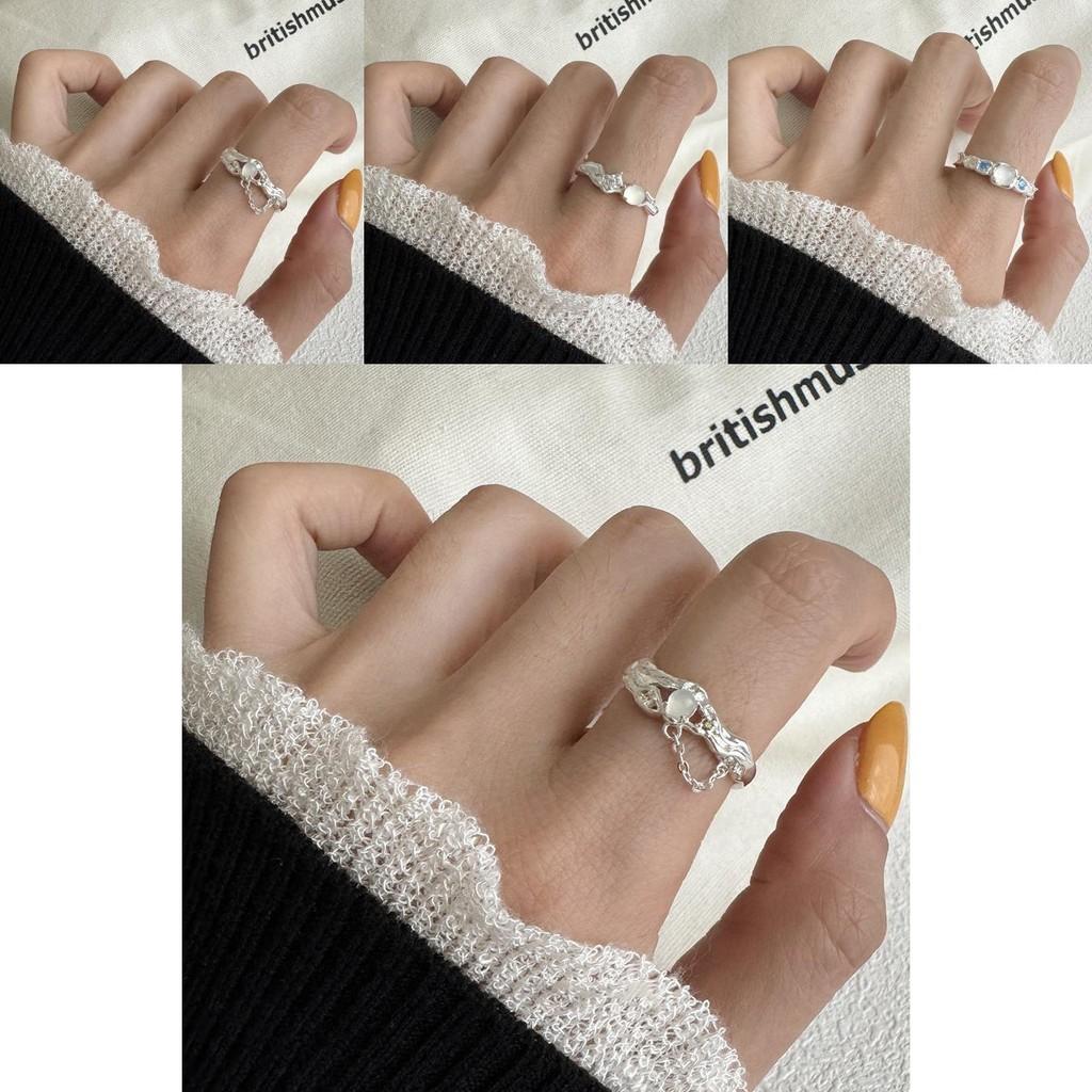 Trendy High-end Moonstone And Zircon Ring With Stylish Wave Pattern Ideal For Modern Ladies