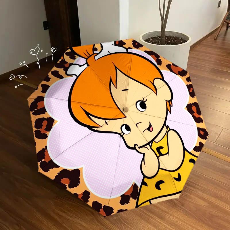 1pc Flintstones, Pebbles Themed High-quality Umbrella,Automatic Opening and Closing Umbrella,Multi-functional Umbrella G0811124