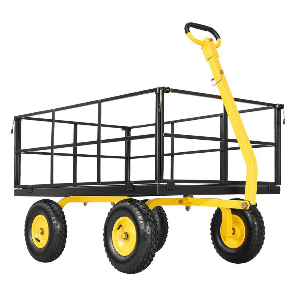 VEVOR Steel Garden Cart, 635 kg Heavy Duty Pullable Garden Wagon Yard Cart
