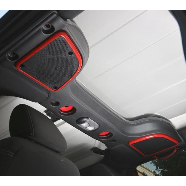 Звук на крышу, украшение для динамика, кольцо, накладка, наклейки для Jeep Wrangler JK 2015 2016 2017, аксессуары для салона автомобиля, ABS