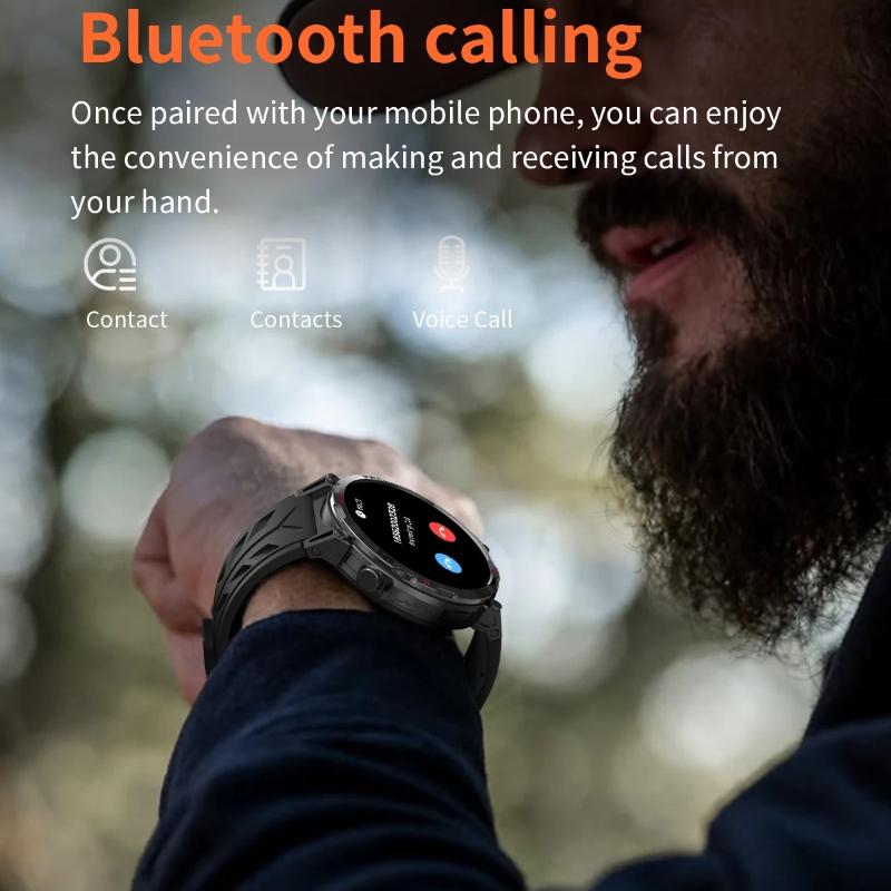 2026 New Outdoor GPS Smart Watch AMOLED HD Screen 650mAh Compass Bluetooth Talk Health Monitor Smart Watch Men 10ATM Waterproof Sports Smartwatches