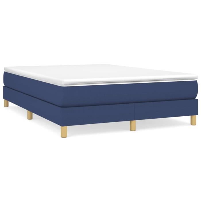 3144181 vidaXL Lit à sommier tapissier avec matelas Bleu 140x200 cm Tissu