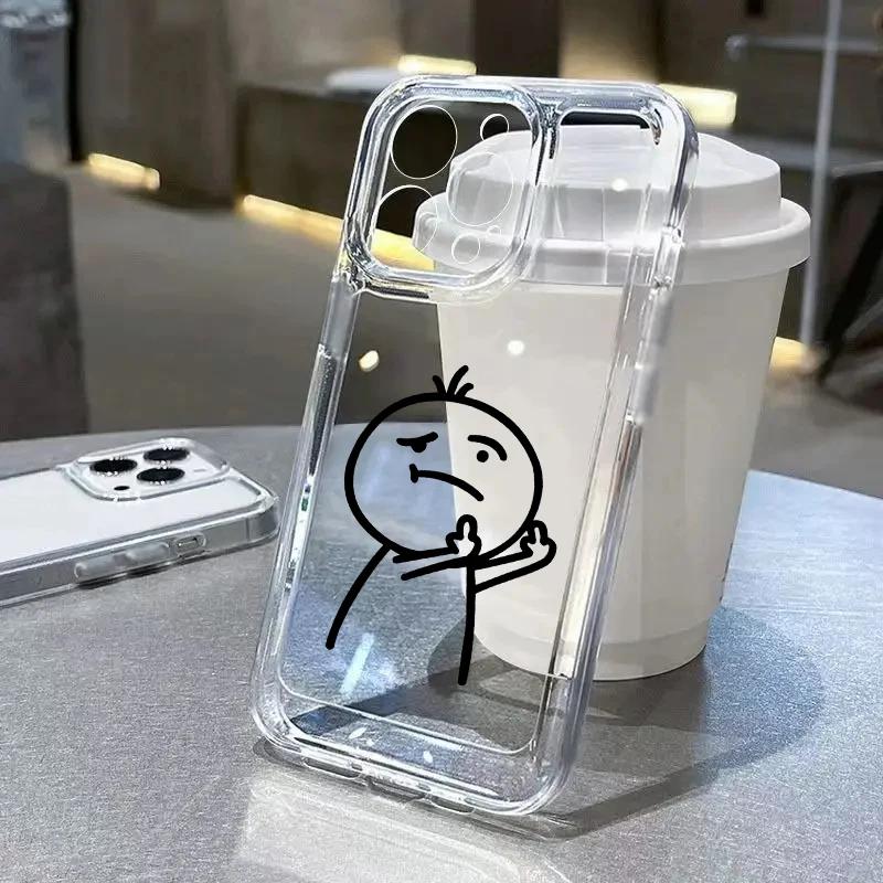 Смешной Мужчина Мягкий Прозрачный Чехол Для Телефона Для iPhone 11 12 13 14 15 Pro Max Средний Палец iPhone 7 8 Plus X XR XS Max Ударопрочный Чехол