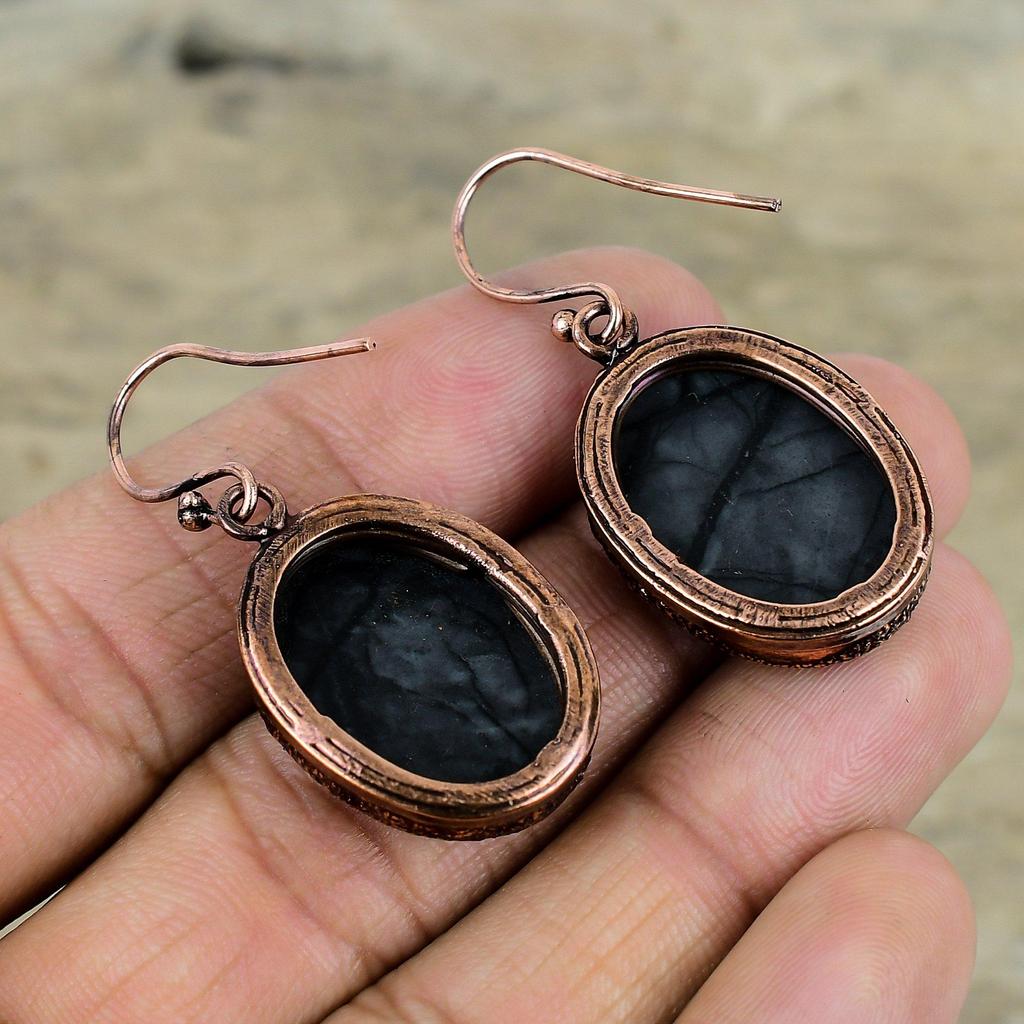 Серьги Пикассо Яшма гальванопластиковые медные серьги Ювелирные изделия из натуральных драгоценных камней Серьги ручной работы Пикассо Яшма Медные ювелирные изделия Подарки для женщин