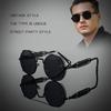 Non-polarized Men Vintage Cyberpunk Fashion Sunglasses - Metal Round Frame with Double Bridge Anti-Reflective PC Lenses