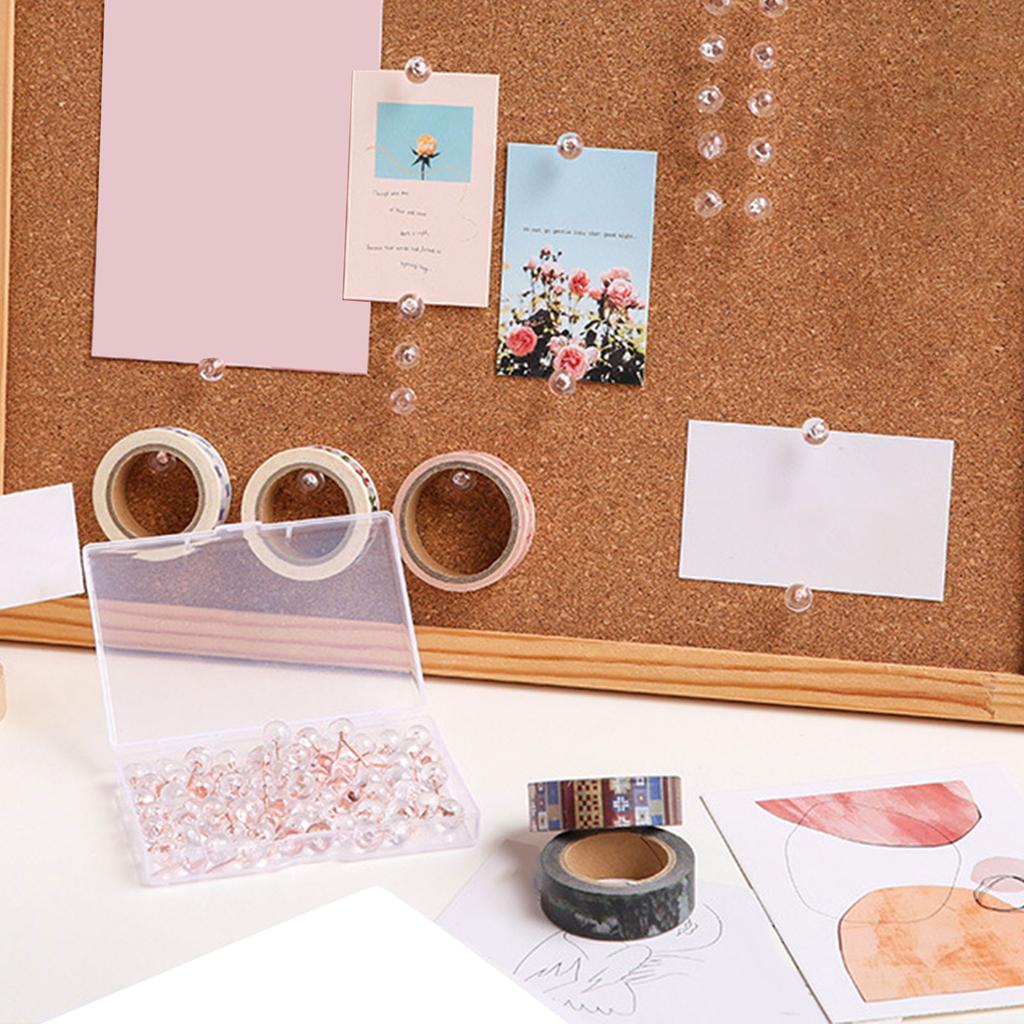 100 шт. розово-золотых кнопок большого размера с прозрачной круглой головкой, элегантный дизайн, набор кнопок для досок объявлений и поделок