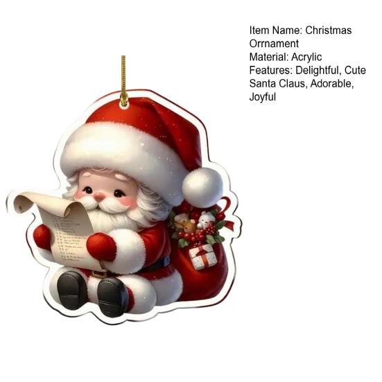 Рождественская игрушка 2D акриловый мультяшный Санта-Клаус украшение на елку