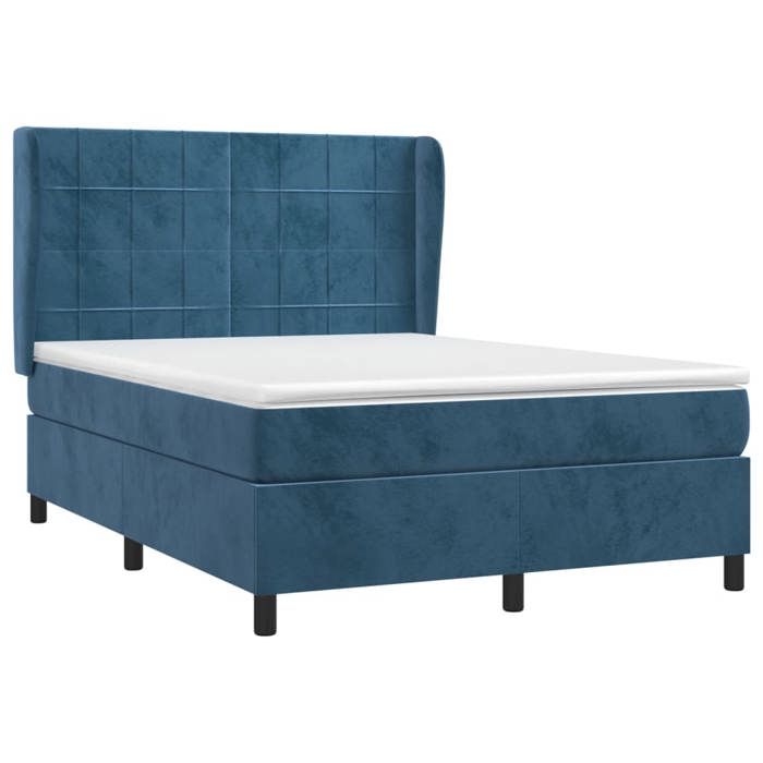 Maison Exclusive - Sommier à lattes de lit et matelas Bleu foncé 140x200cm Velours