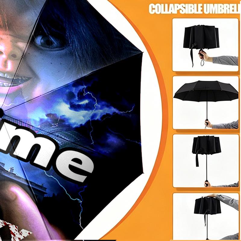 Custom Name Personalized horror movie Print Umbrella, Auto Open Close, 8‑Rib Sturdy Frame, Commute Camping Hiking Use, Birthday Gift