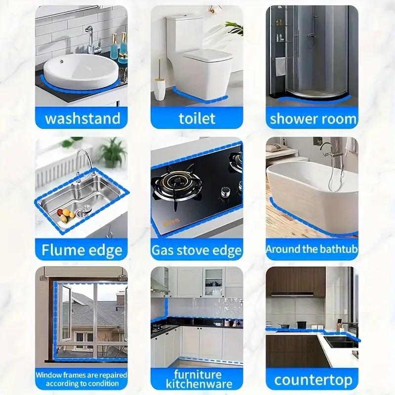 Герметик латексный гель-герметик - 1 шт. Быстросохнущий, водостойкий, устойчивый к плесени наполнитель для бетона, мрамора, металла, стекла, ПВХ - идеально подходит для ванной комнаты