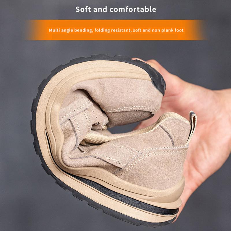 Oulylan Мужские защитные ботинки с защитой от ударов, стальной подносок, дышащие, противоскользящие, рабочие ботинки, удобная защита от проколов, защитная обувь