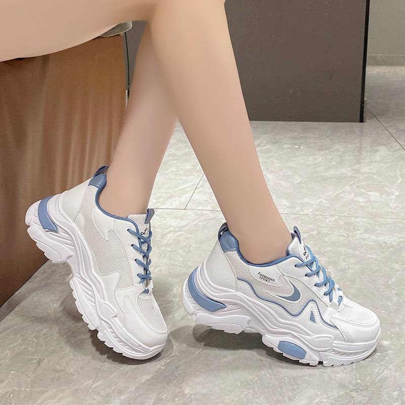 2025 summer new breathable comfortable fashion Korean version mesh shoes women's muffin platform casual sports dad shoes
