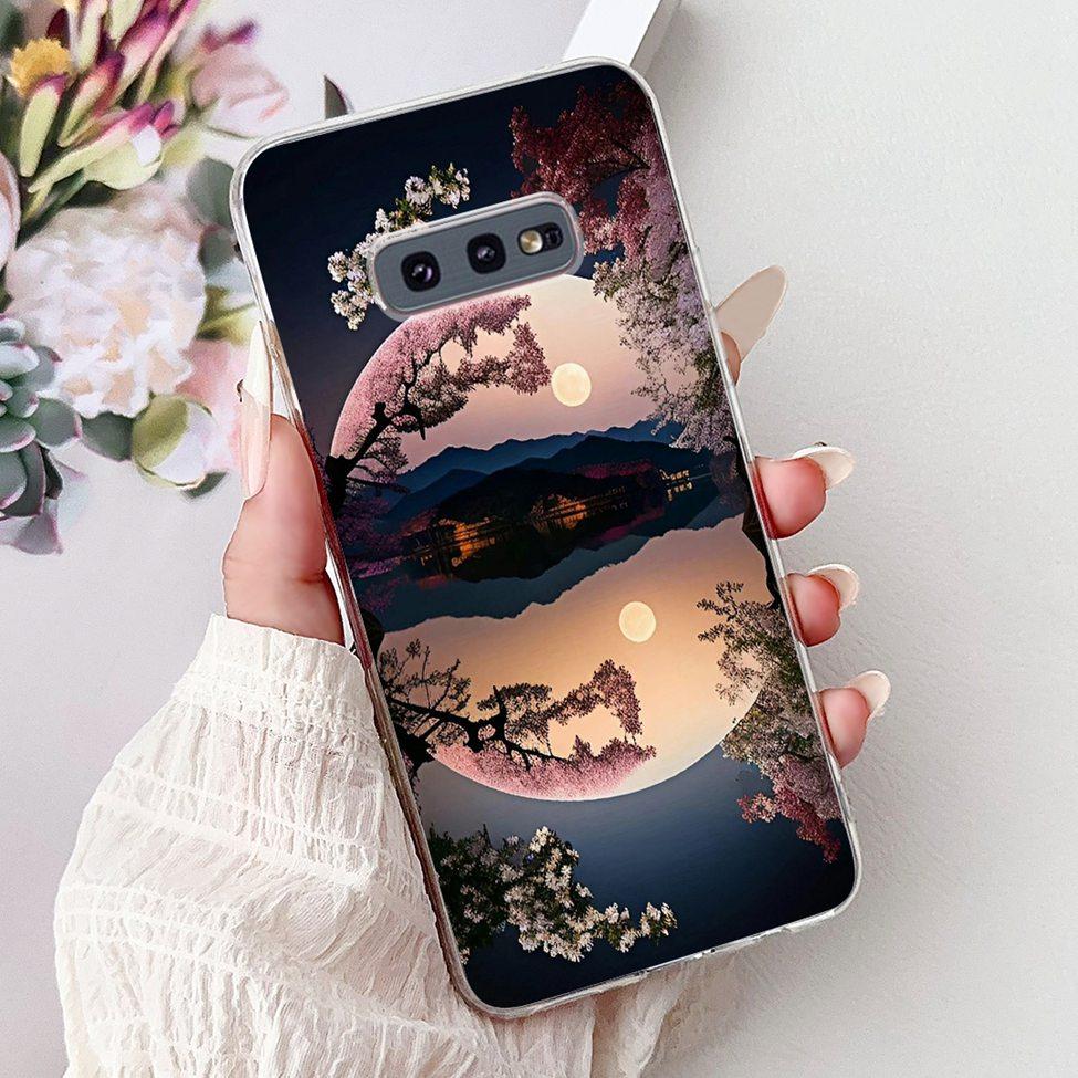 Clear For Samsung S10e Case Cover Luxury Butterfly Love Fashion Flowers Cool Funny Painted Soft Phone Case SM-G970F SM-G9700