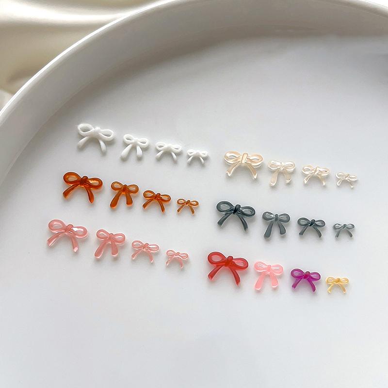 50Pcs Resin Bow Nail Charm Bulk Mix Size 3D Ribbon Bowkont Mini Kawaii Nail Art Accessories Diy Cute Nails Decorations