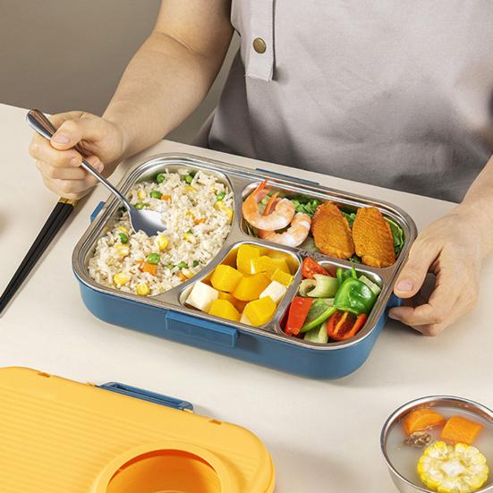 1 комплект контейнера для пищевых продуктов объемом 1100 мл, 3 отделения, ланч-бокс Bento из нержавеющей стали, не содержащий BPA, с