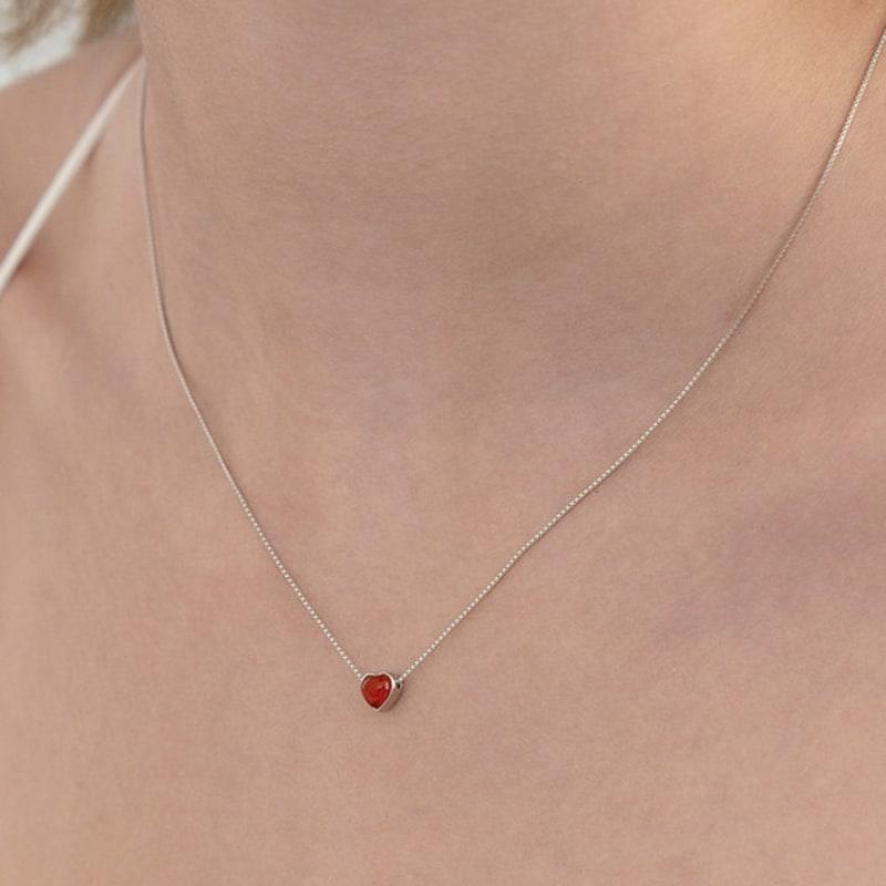 Tatiana (925 Silver) Heart Pendant Necklace NZ2515 Red