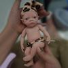 7" Micro Preemie Full Body Silicone Monkey Baby Doll Lux Lifelike Mini Reborn Doll Surprice Children Anti-Stress, Feel Real(Girl)