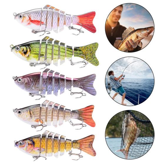 1/2/3/5Pcs 10CM/15.5G Multi-Jointed Fishing Lure with Hooks Realistic 7-Section Swimbait Plastic Artificial Bait Freshwater Saltwater Accessories