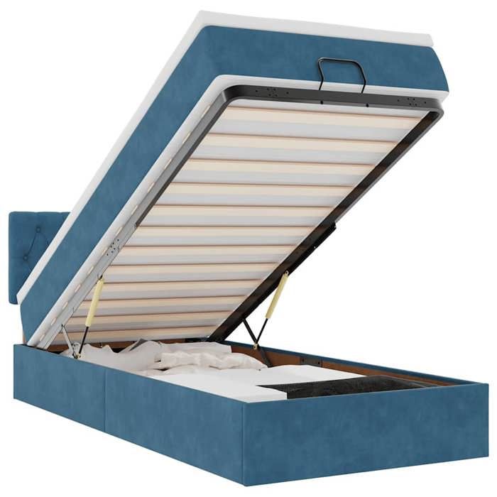 Maison Exclusive - Lit ottoman avec matelas et LED bleu foncé 80x200cm velours