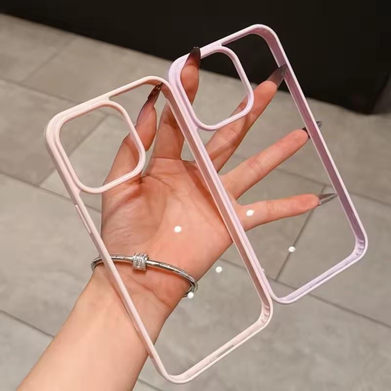 Роскошный прозрачный чехол конфетного цвета для iPhone 16 16E 15 14 Plus 13 12 11 Pro Max, противоударный бампер, защитная крышка, аксессуары для телефона