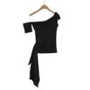 Pure Lust Hot Girl Streamer One-shoulder Short-sleeved Summer New Sexy Off-shoulder Temperament Slim Top