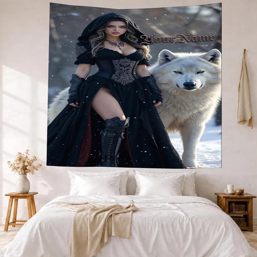 Gothic Illustrations Custom Your Name Wall Decor Tapestry Art For Pet Memorial Birthdaywedding Party Backdrop Family Gift