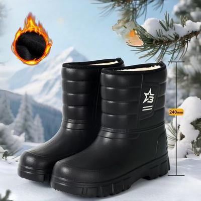 Снежные и дождевые ботинки Зимние утепленные мужские водонепроницаемые хлопковые ботинки Рабочая обувь Нескользящие для рыбалки, автомойки, работы