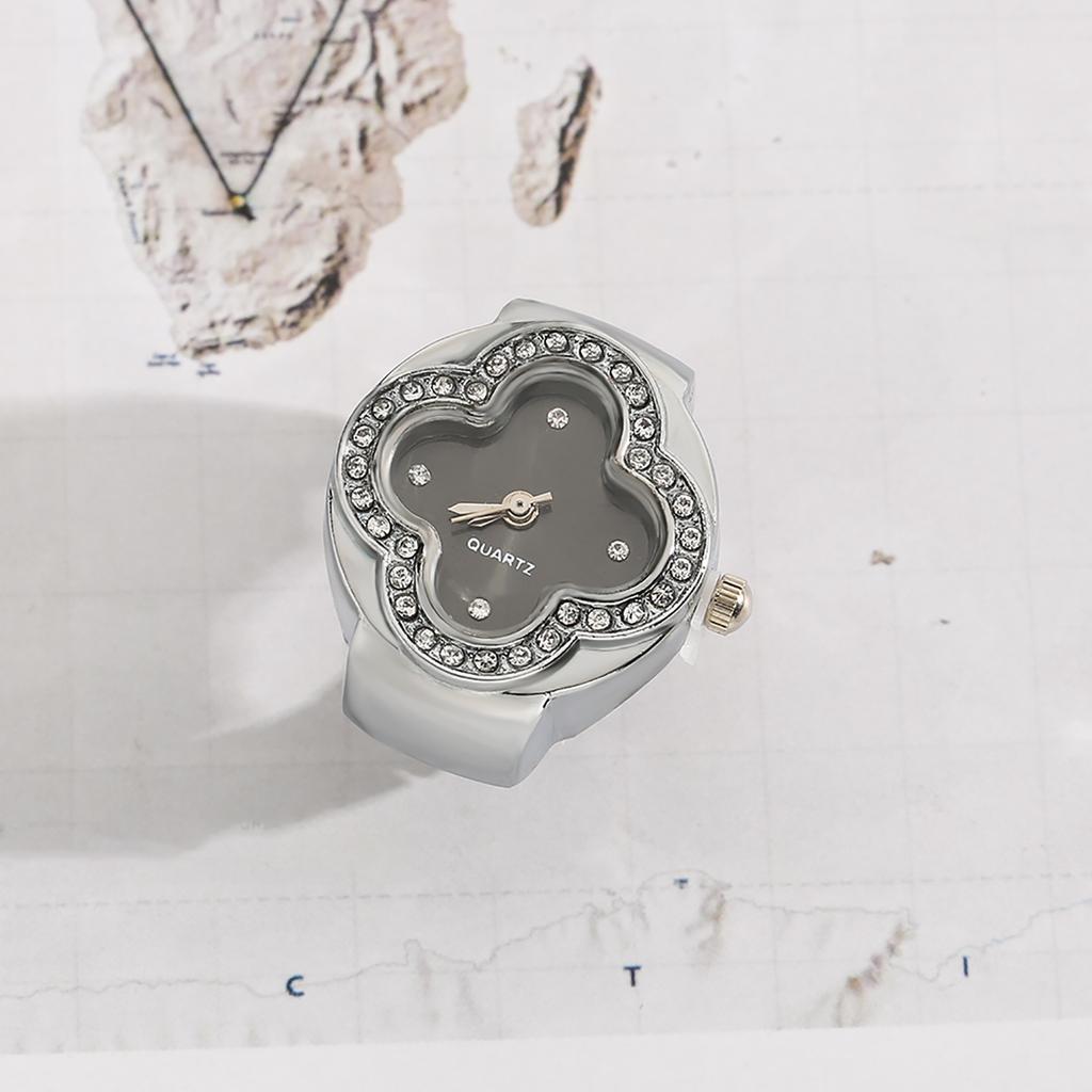 Часы-кольцо Модные квадратные часы в форме кольца Индивидуальность Креативное ретро-кольцо в стиле Электронные часы