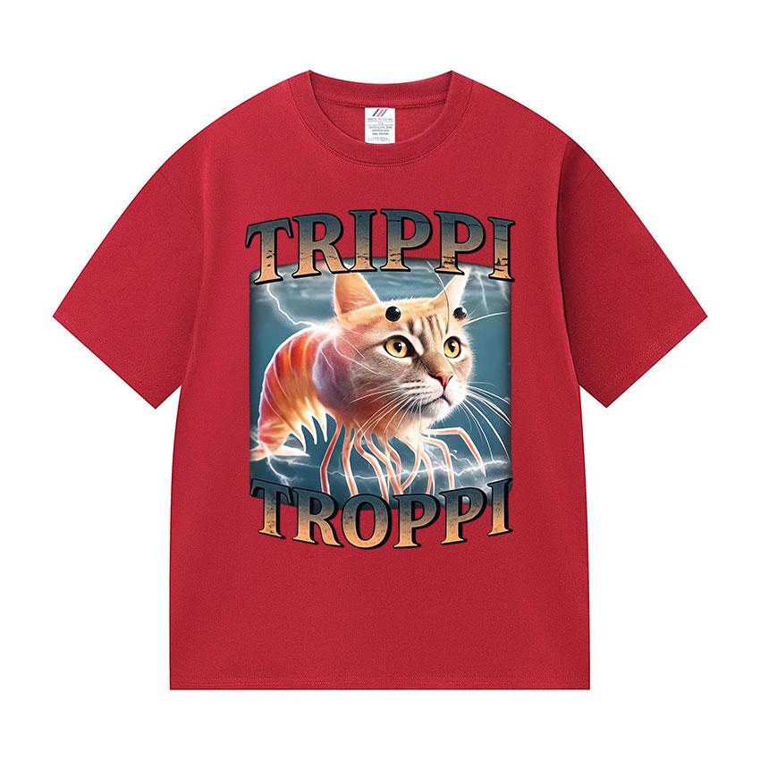 Italian Brainrot Trippi Troppi Cat Funny Meme Graphic Tshirts Unisex Women Casual Short Sleeve T Shirts Fashion ONeck Cotton Tees
