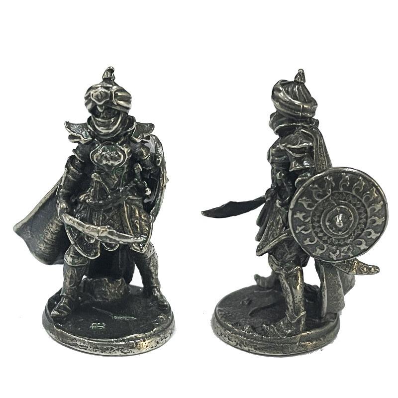White Copper Metal Warrior Arab Knight Soldier Model Miniature Figurines Board Game Pieces Car Decoration Boy Gift