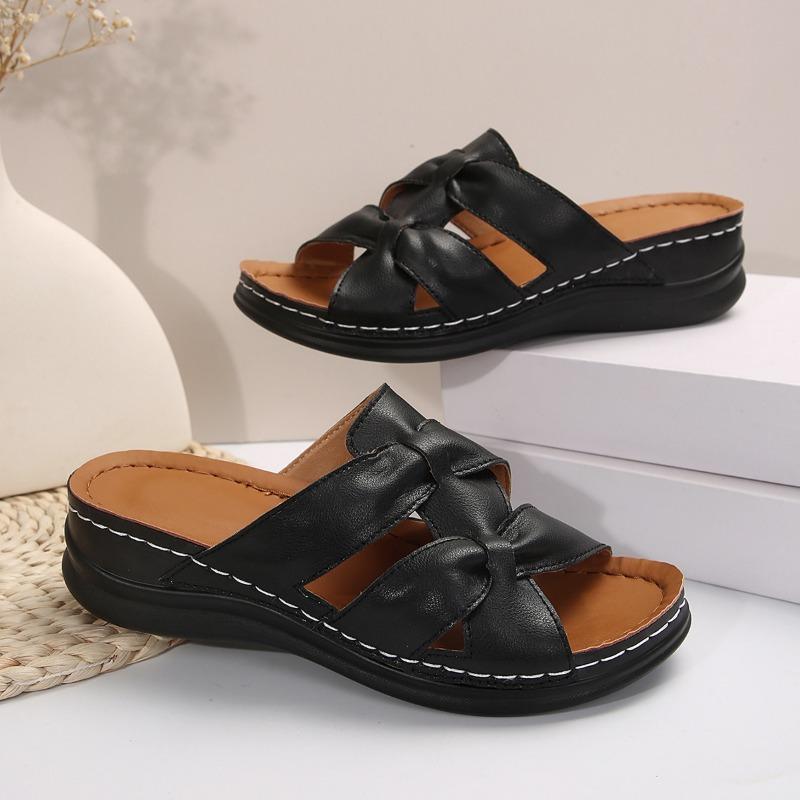 Женские тапочки на танкетке, модные летние повседневные удобные, хит продаж, нескользящие женские пляжные тапочки на платформе с открытым носком