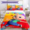 3pcs CoComelon Bedding Set Duvet Cover Closure Includes 1 Duvet Cover & 2 Pillowcases, Soft and Comfortable for All Seasons.