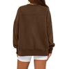 Ladies' Casual And Fashionable Solid Color Round Neck Long Sleeved Slit Loose And Comfortable Sweatshirt