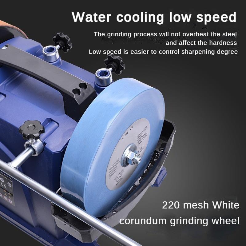 Низкоскоростная бытовая водоохлаждаемая точилка для ножей Маленькая электрическая настольная машина с шлифовальным кругом Синяя