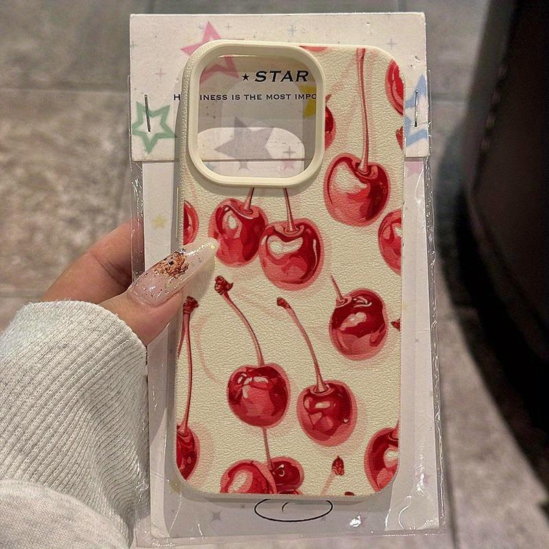 Защитная крышка с акварельным дизайном красной вишни для серии iPhone 17 16 15 14 13 12 11 16E Pro Max Plus