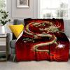 Cozy Golden Dragon Flannel Throw Blanket - Lightweight, Reversible for All Seasons - Perfect for Couch, Bed, Travel & Camping