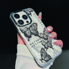 Electroplating Lens Frame Flower Butterfly Case For iPhone 15 16 Pro Max Plus 12 13 14 Pro 11 Transparent TPU Phone Cover