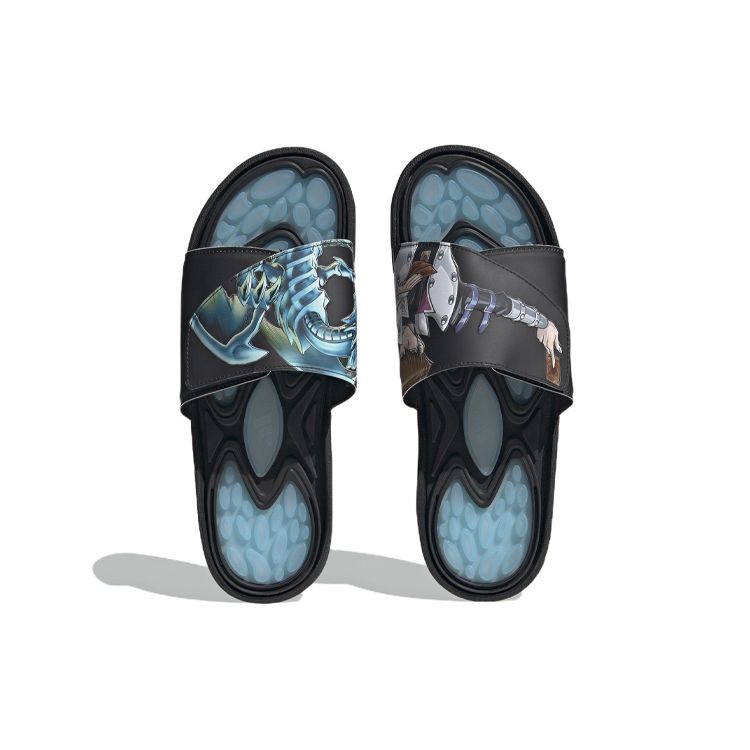Yu-Gi-Oh! x adidas Reptossage Slide Синие Глаза Белый Дракон Унисекс Кроссовки Черный Основной Черный Туманно-Небесный HQ4276