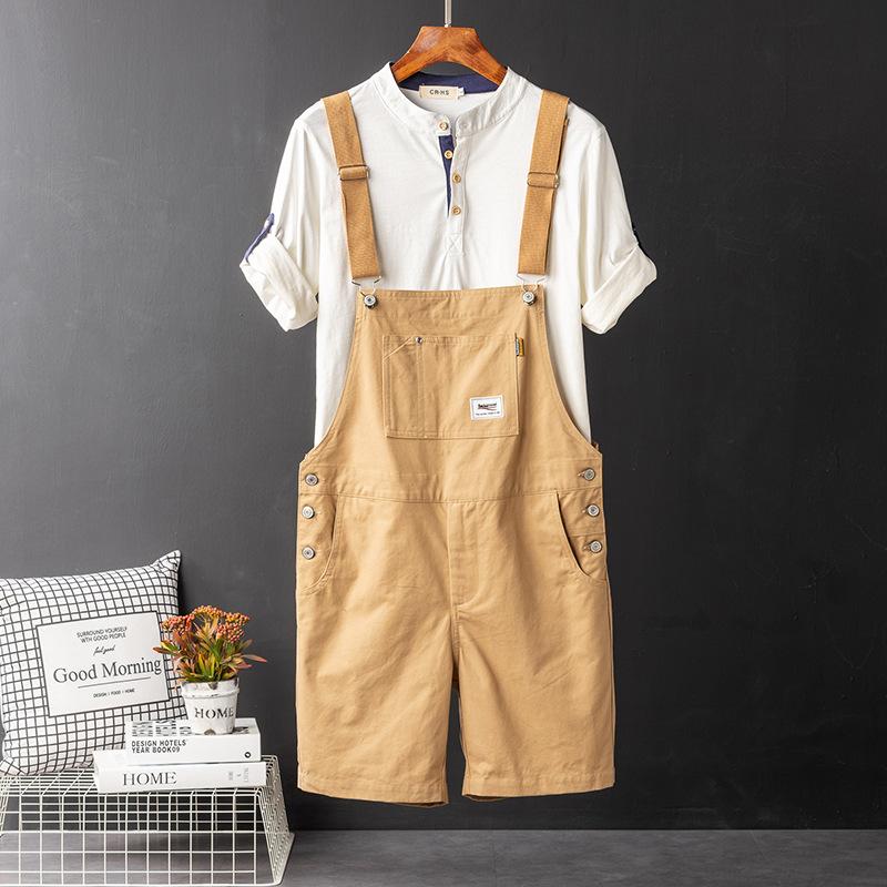 Мужской комбинезон Y2K Bib Shorts Casual Summer Plus Size Suspenders Briges Khaki Black Green