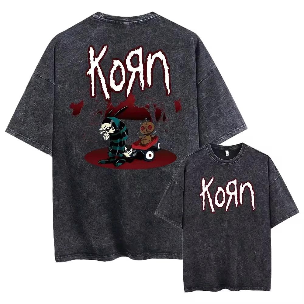 Стираная винтажная рок-группа Korn Falling Away From Me футболка с принтом скелета футболки мужская модная готическая футболка мужские свободные футболки
