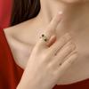Women Ring Adjustable Opening Green Ball Design Finger Ring Retro Open Wrap Finger Band Jewelry Gift