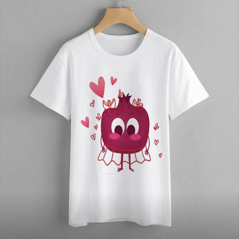 Женская одежда, принт с изображением арбуза, ананаса, банана, фрукта, круглый вырез, топ с короткими рукавами