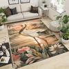 Crane and Floral Design Area Rug - Non-Slip, Soft Polyester Living Room Mat, Comfortable Floor Carpet, Durable Home and Bedroom