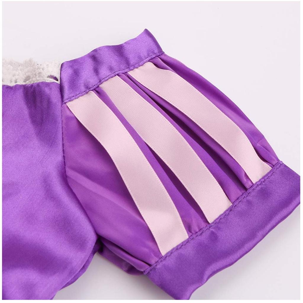 ANONIE Rapunzel On the Tower Long Hair Princess Dress Princess One Piece Cosplay Girl Birthday Christmas Gift Luxury Set of 7 Pieces Purple 100