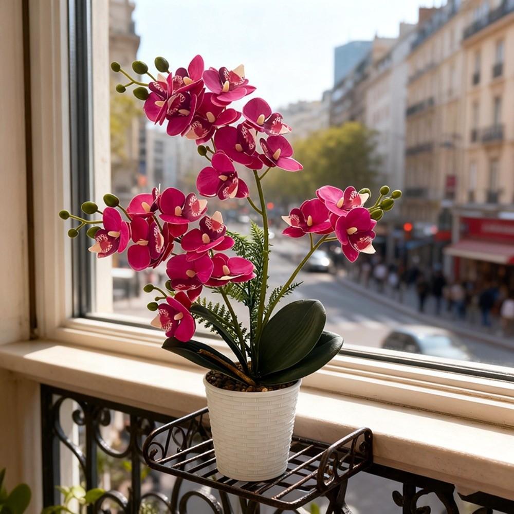 DIY Simulated Butterfly Orchid Multi-Bloom Plastic Fake Flower Artificial Faux Plants Home Decor