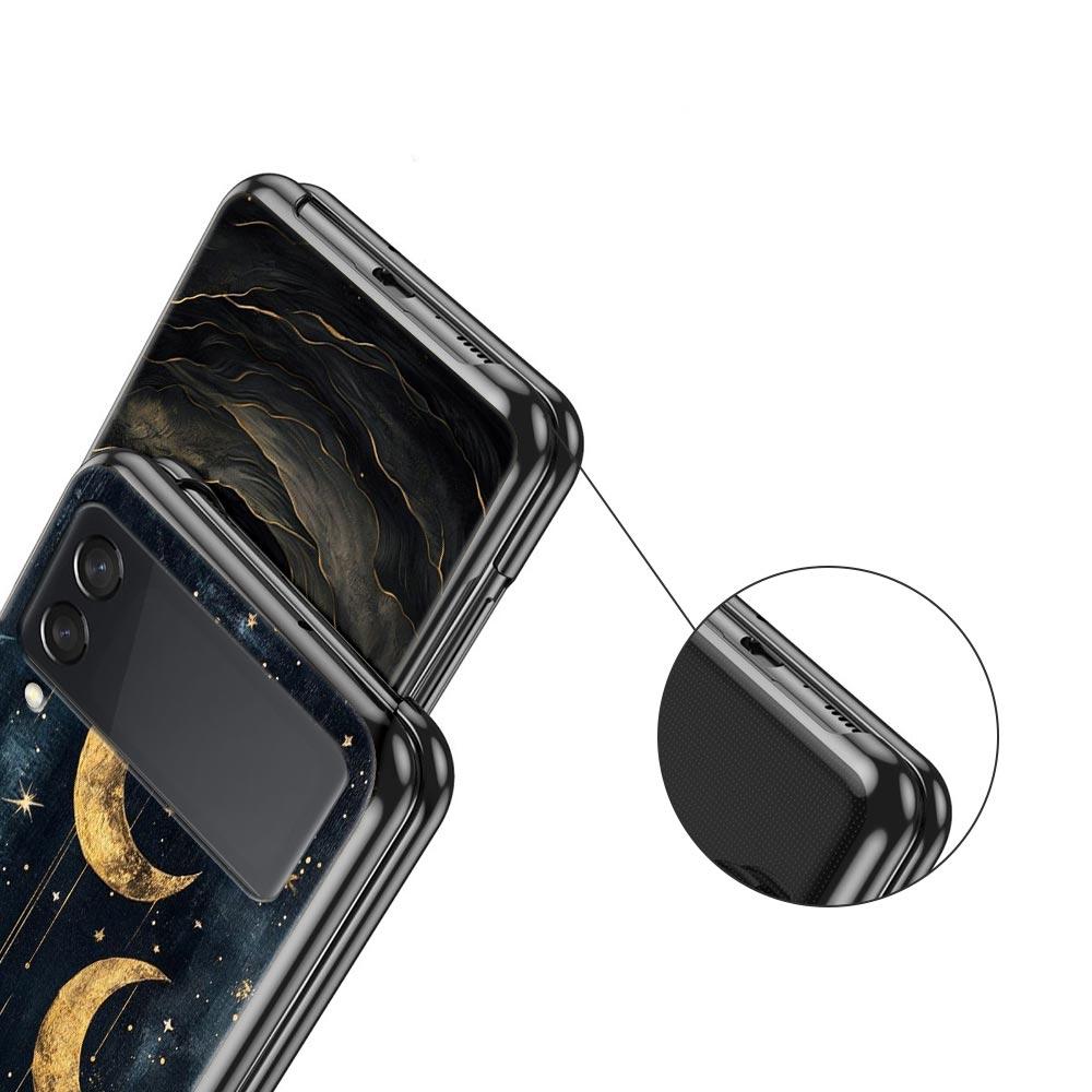 Fashion Starry Sky Stars Hard PC Phone Case For Samsung Galaxy Z Flip 7 6 5 4 Black Cover For Galaxy Z Flip 3 Foldable Funda Bag