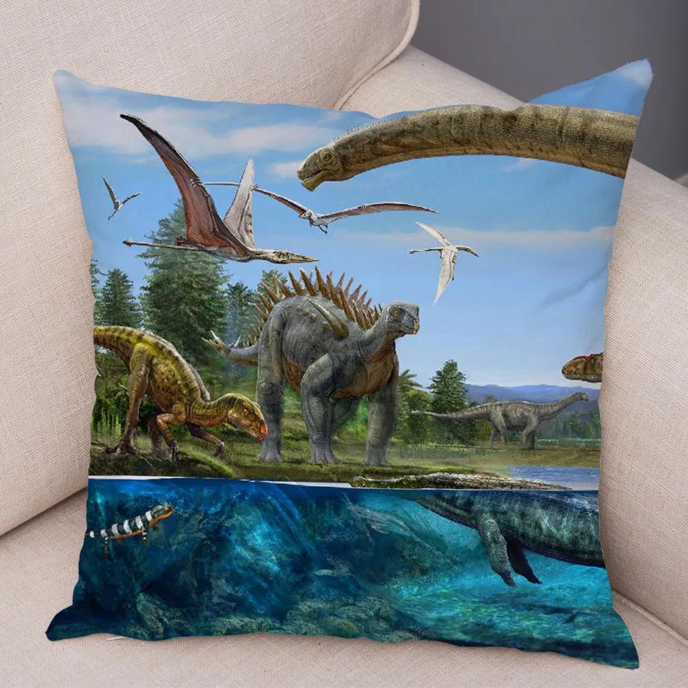 Car Sofa Home Pillowcase Jurassic Dinosaur Cushion Cover Decorative Wildlife Print