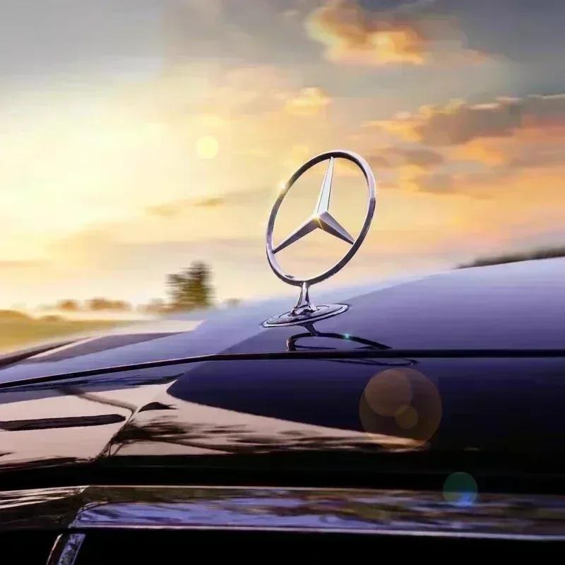 44MM Chrome Car Star Hood Badge Front Emblem Logo for Mercedes Benz C E S Class W204 W205 W212 W213 W211 W220 W222 W223 BGHKM1